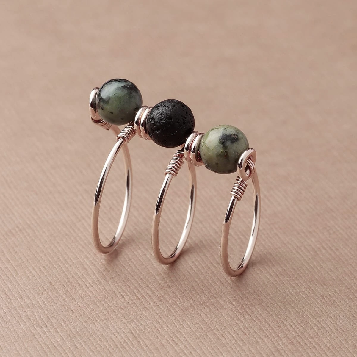 African Turquoise Triple Wrap Diffuser Ring - Image 2