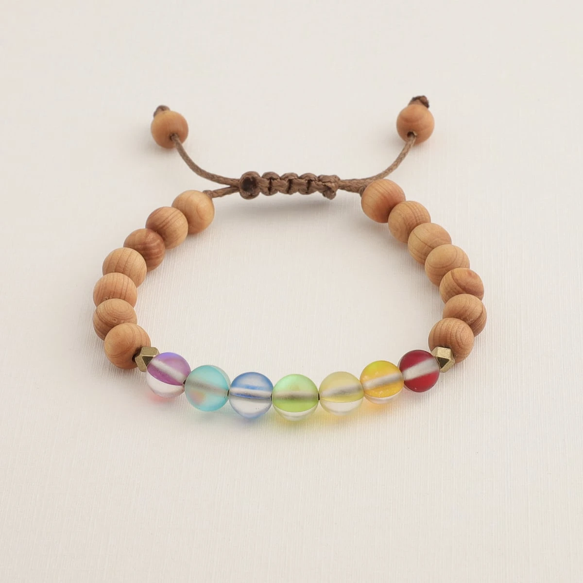 Glow Glass Chakra Wood Adjustable Bracelet - Image 4