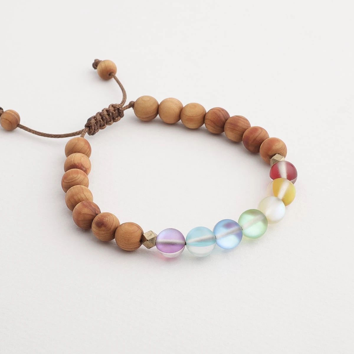 Glow Glass Chakra Wood Adjustable Bracelet - Image 3