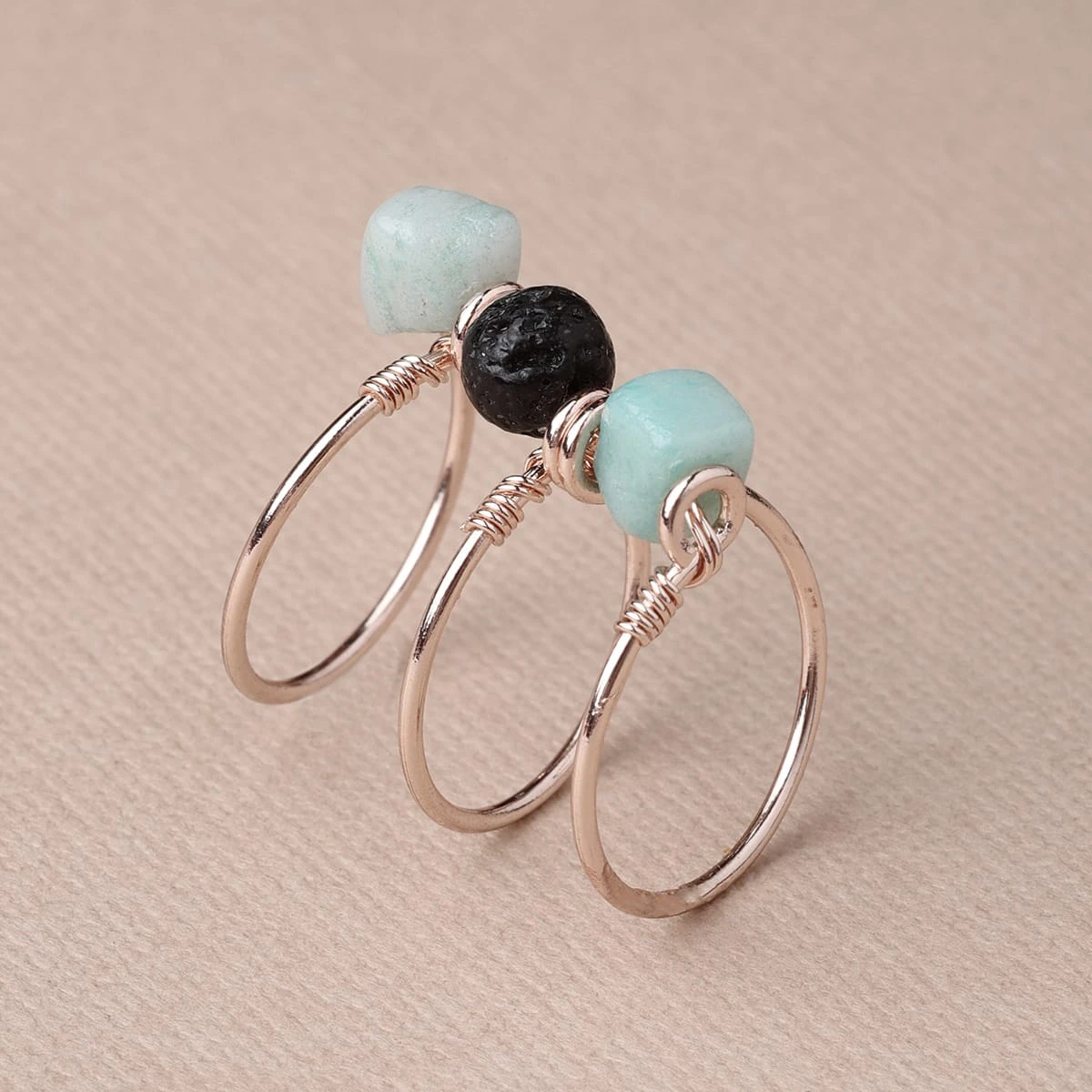 Triple Wrap Amazonite Diffuser Ring - Image 2