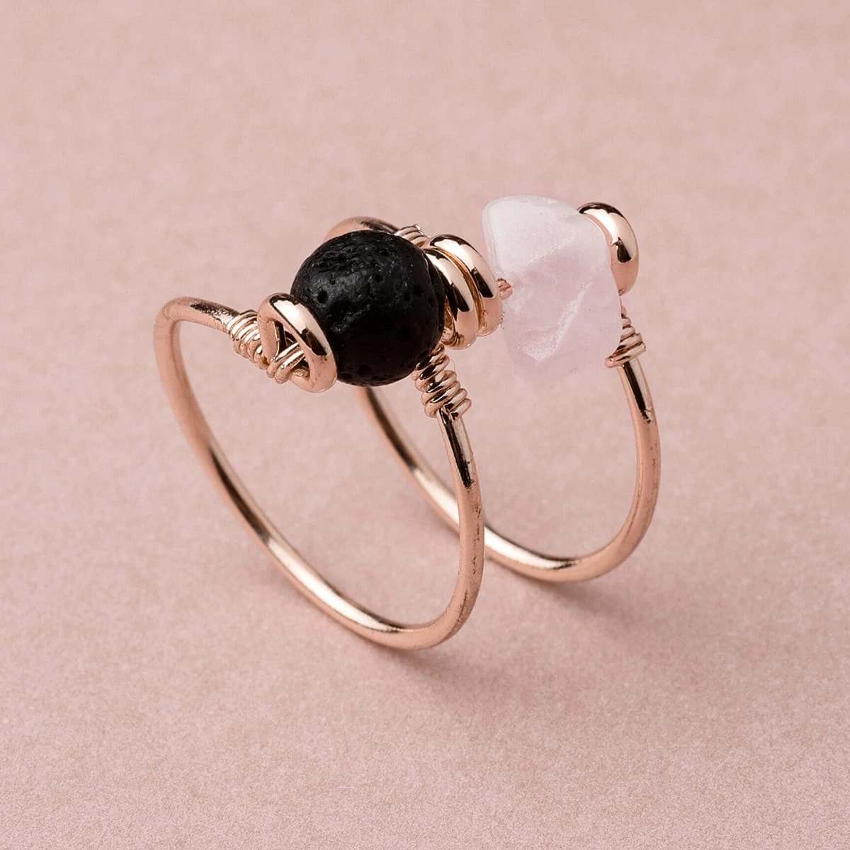 Rose Quartz Double Wrap Diffuser Ring - Image 3