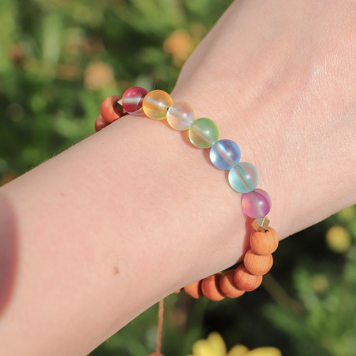 Glow Glass Chakra Wood Adjustable Bracelet - Image 6