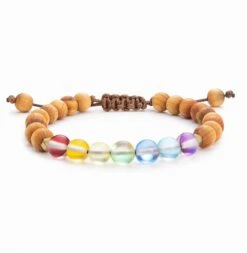 Glow Glass Mini Chakra Wood Adjustable Bracelet