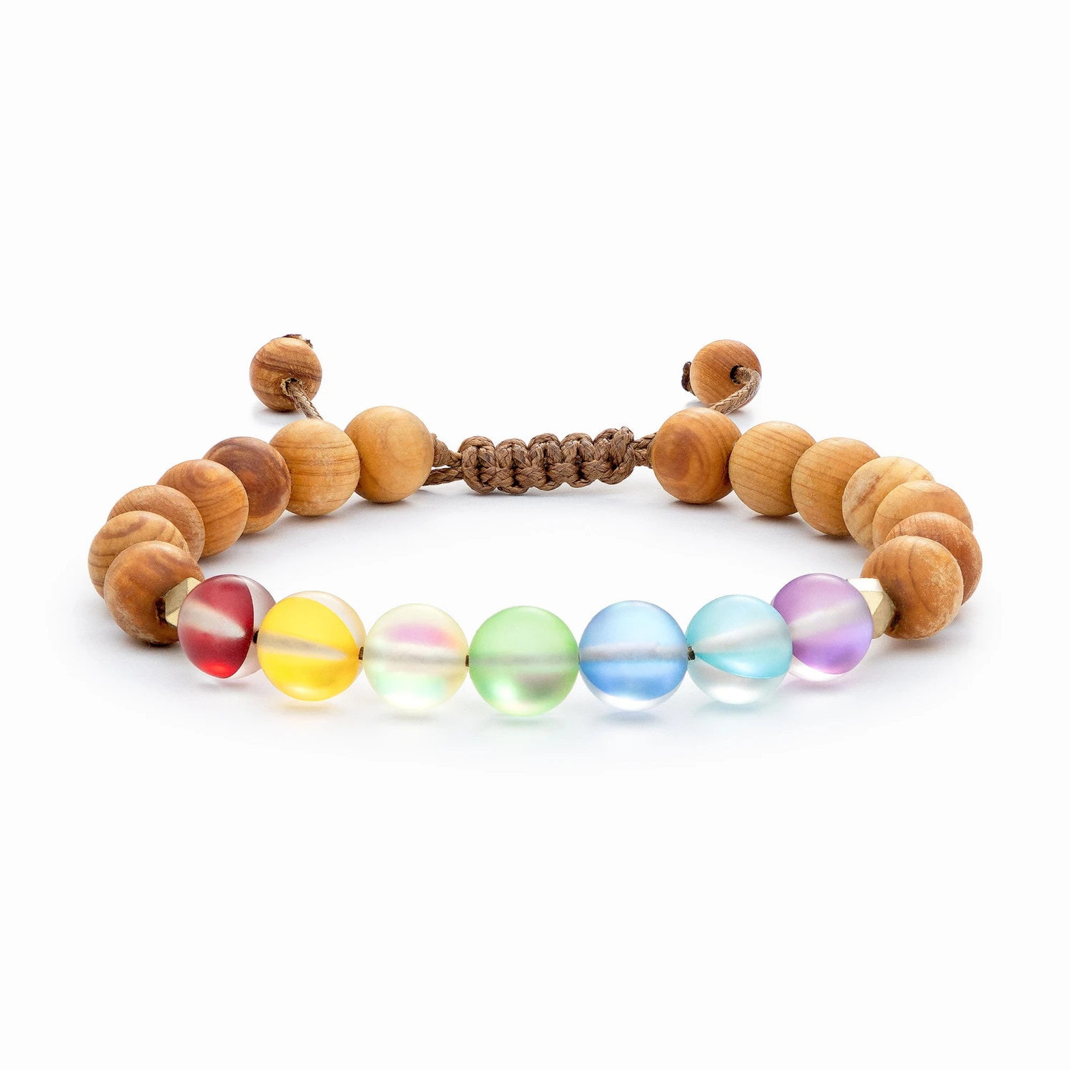 Glow Glass Chakra Wood Adjustable Bracelet