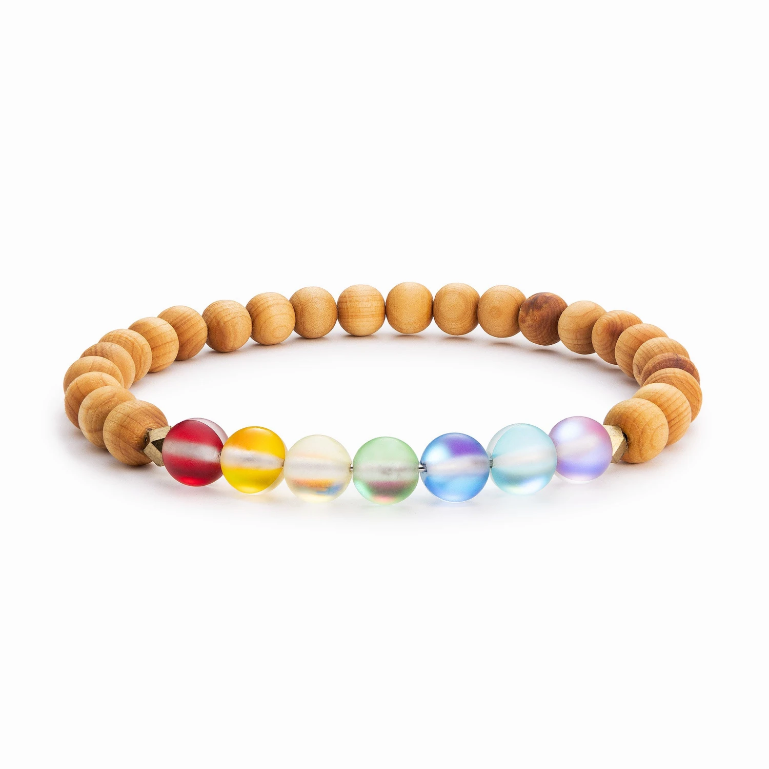 Glow Glass Chakra Wood Bracelet - Image 9