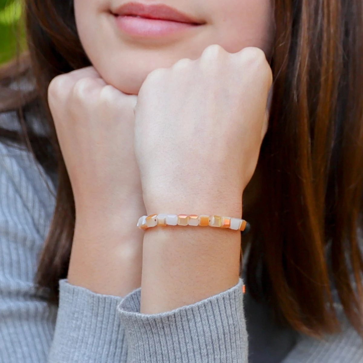 Kids Glass Diffuser Bracelet (Peaches & Cream) - Image 6