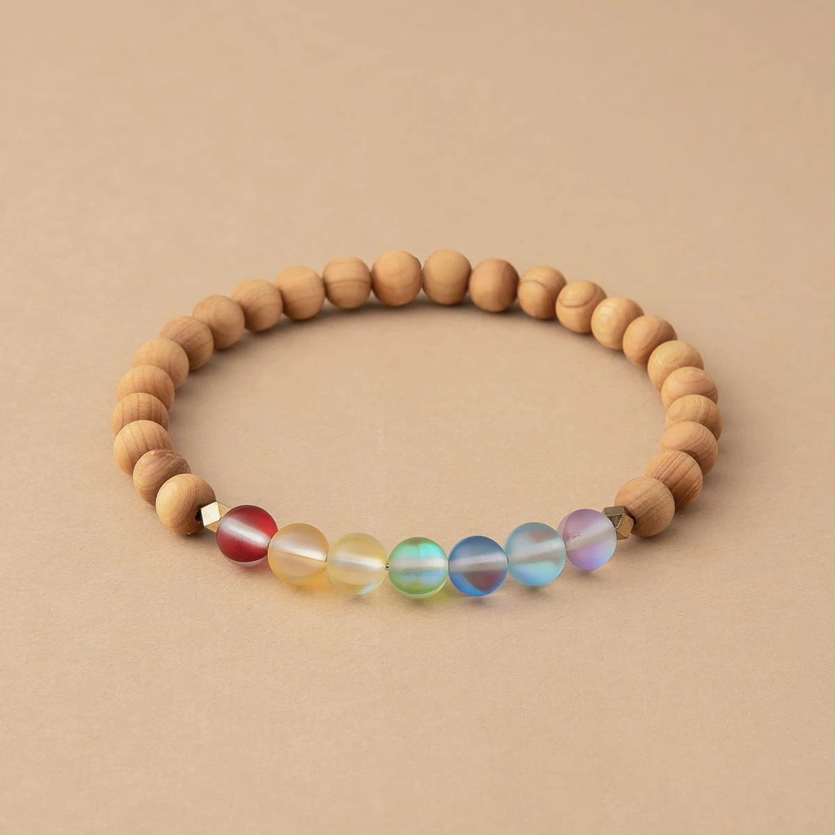 Glow Glass Chakra Wood Bracelet - Image 4