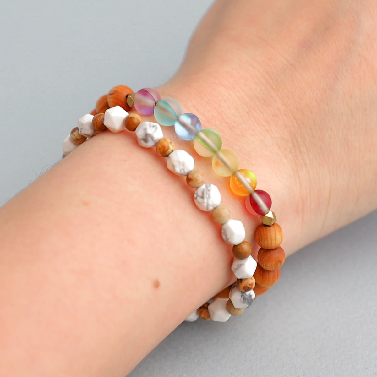 Glow Glass Chakra Wood Adjustable Bracelet - Image 8