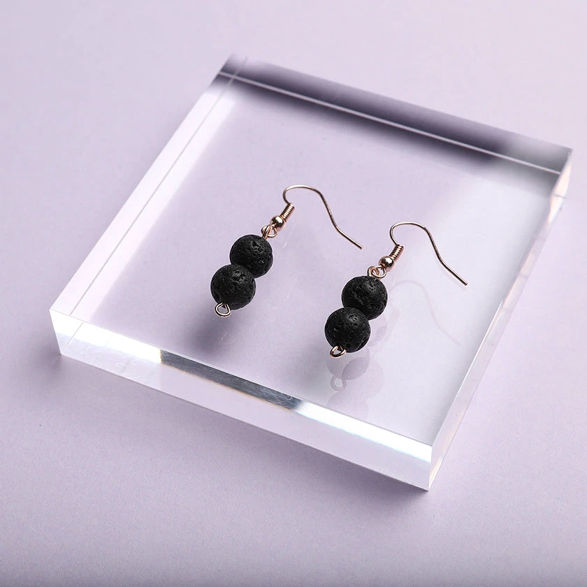 Double Lava Stone Diffuser Earrings - Image 3
