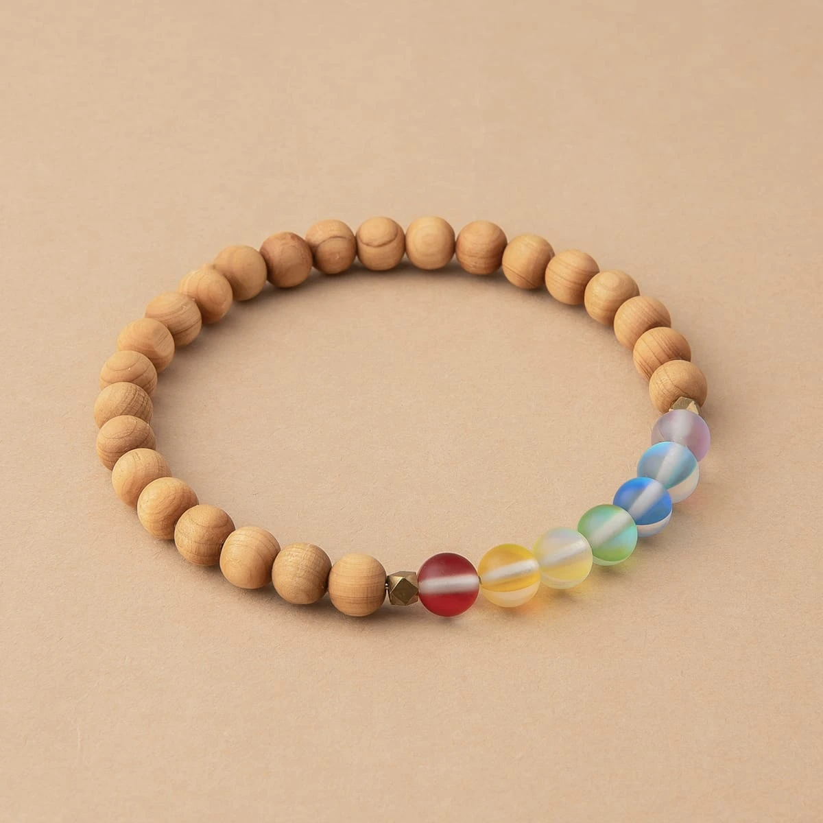 Glow Glass Chakra Wood Bracelet - Image 3
